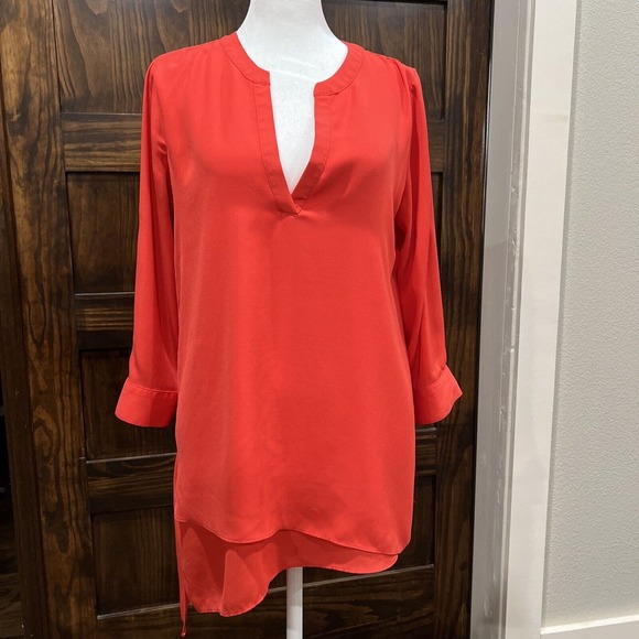 The Limited Shirt Women Small Blouse 3/4 Sleeve V Neck Red - Picture 1 of 14
